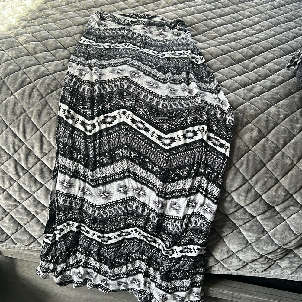 Black and white maxi length skirt